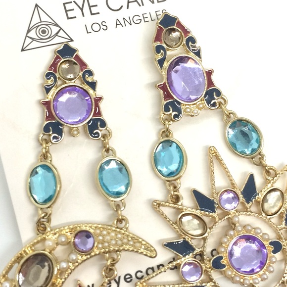 EYE CANDY LOS ANGELES CELESTIAL MOON STARS SUN MISMATCH POST BACK EARRINGS - Picture 6 of 7